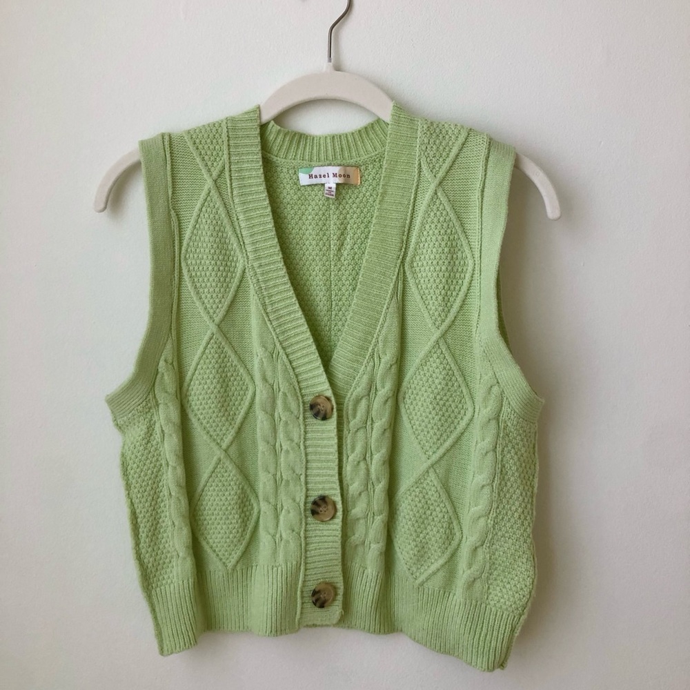 cropped sweater vest - mint green, medium